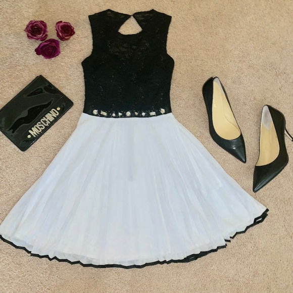 Sweet Black & White Formal Mini Dress - Picture 1 of 6